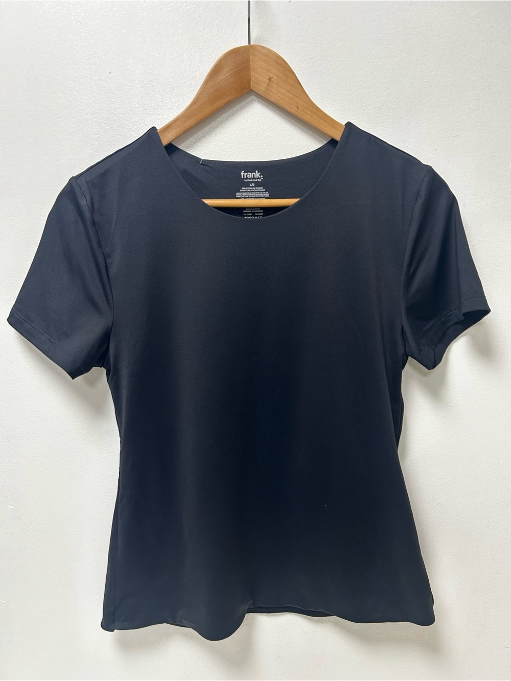 Frank & Oak Black Stretch Short Sleeve Crew Neck Top Women’s Size‎ L